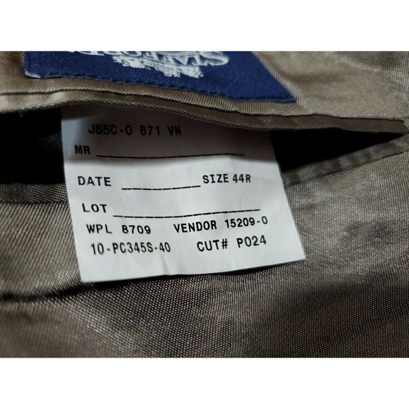 STAFFORD MENS 46R BLAZER BROWN POLYESTER/WOOL TWO-BUTTON ONE-VENT RN#:8709 B-396 - Picture 10 of 11